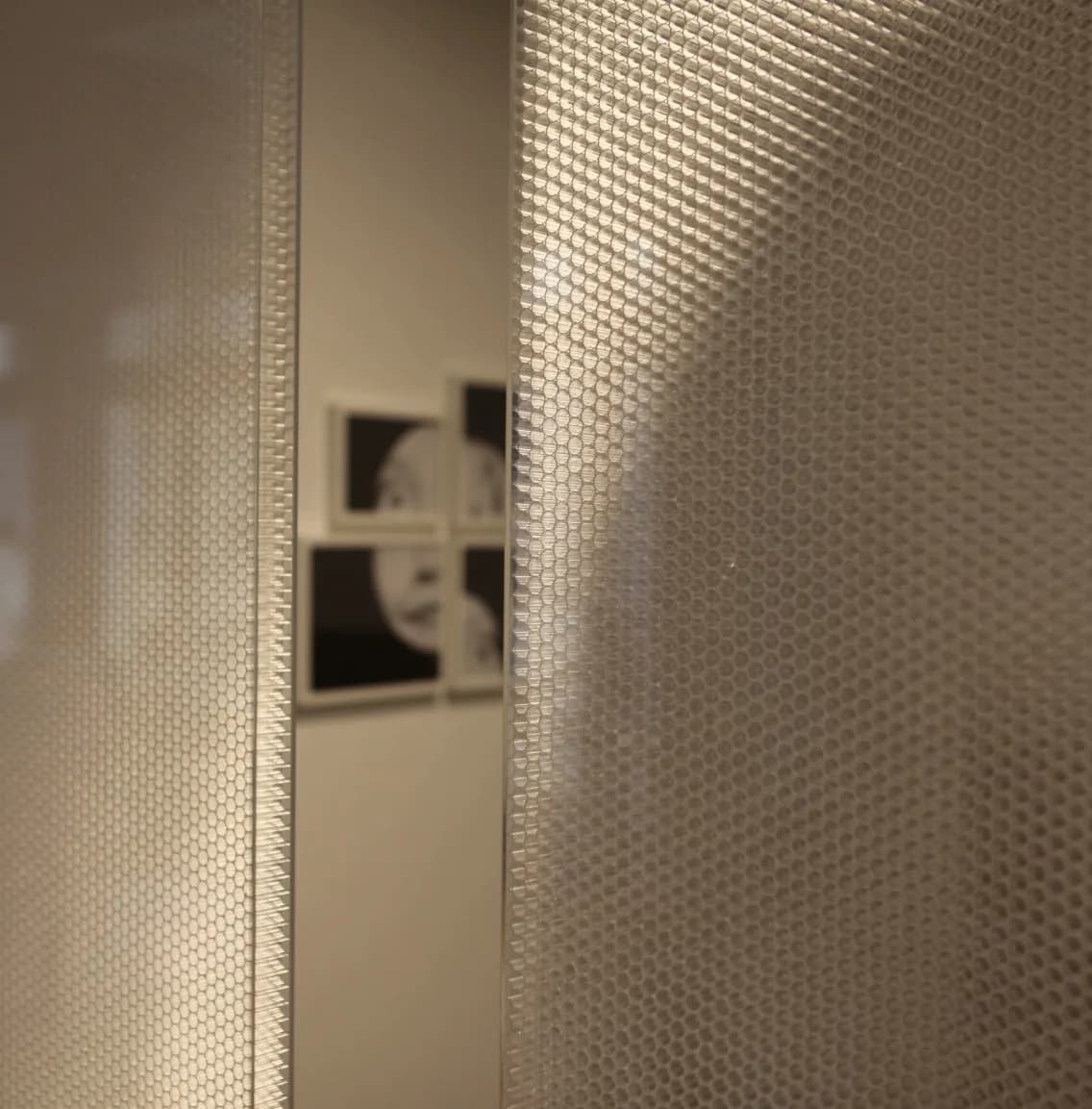 Edge of a Bencore panel door showing the honeycomb sealed under the skin