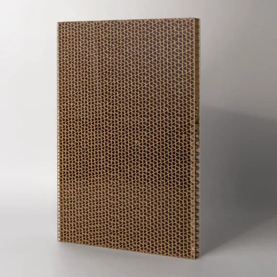 Ecoben Wave panel sample, cardboard wave core under a clear glossy skin