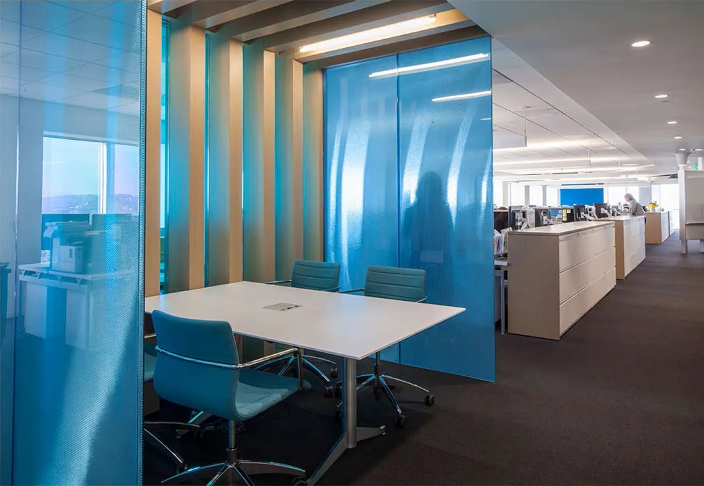 Blue Hexaben Small meeting room walls at Westfield's Los Angeles offices