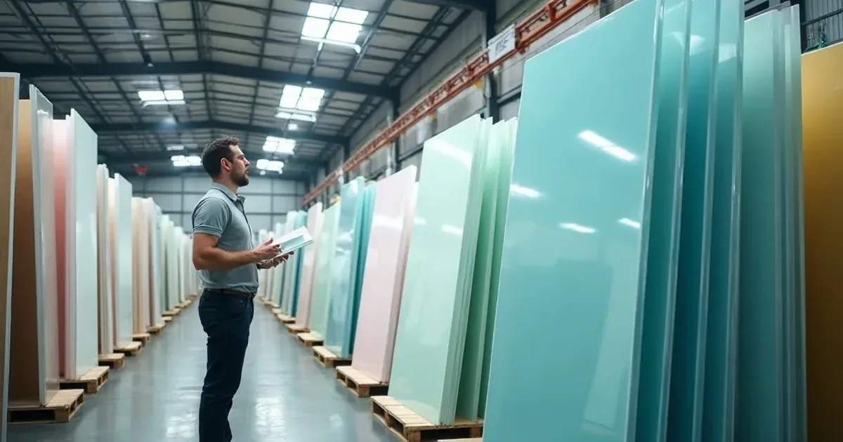 Clear plexiglass acrylic sheets stacked on warehouse racks ready for local pickup in North York Ontario Canada