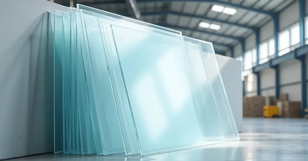 Clear polycarbonate sheets stacked in a Canadian industrial supplier warehouse, showing solid PC panels in multiple thicknesses