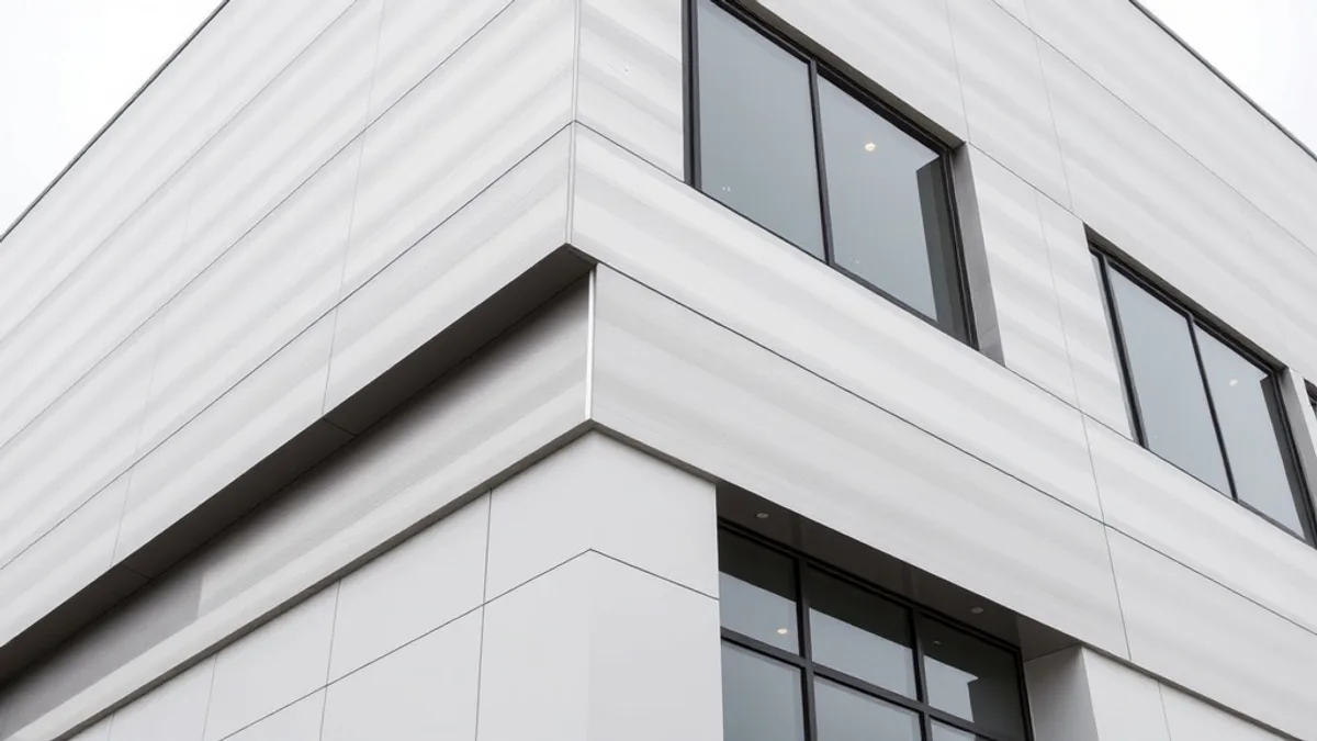 ACM aluminum composite cladding panels on a commercial building facade