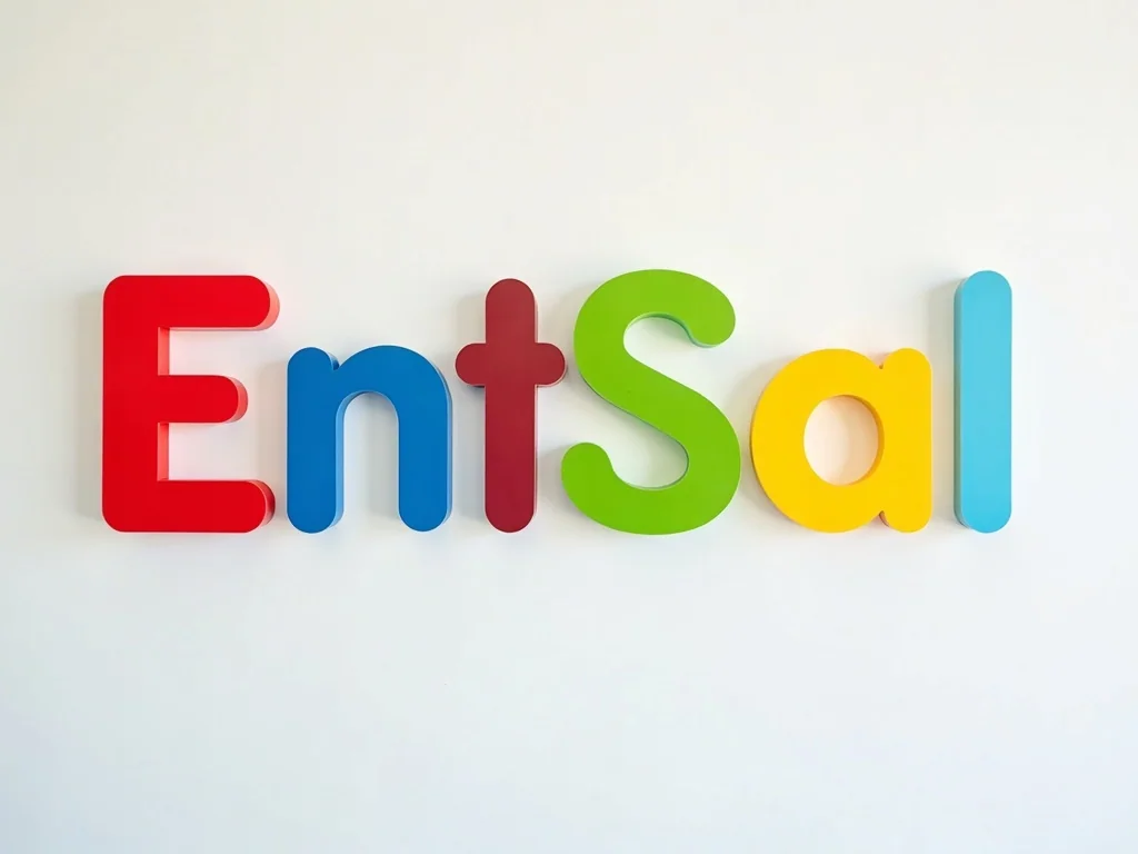 Laser cut letters in coloured acrylic mounted on a white wall