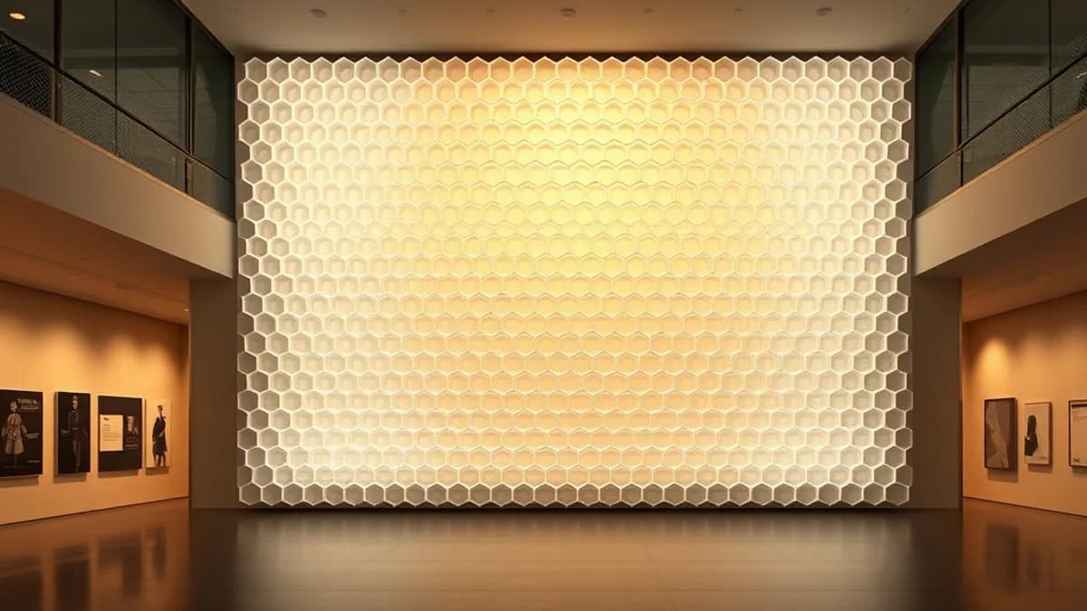 HEXABEN honeycomb composite panel as backlit feature wall in a museum gallery