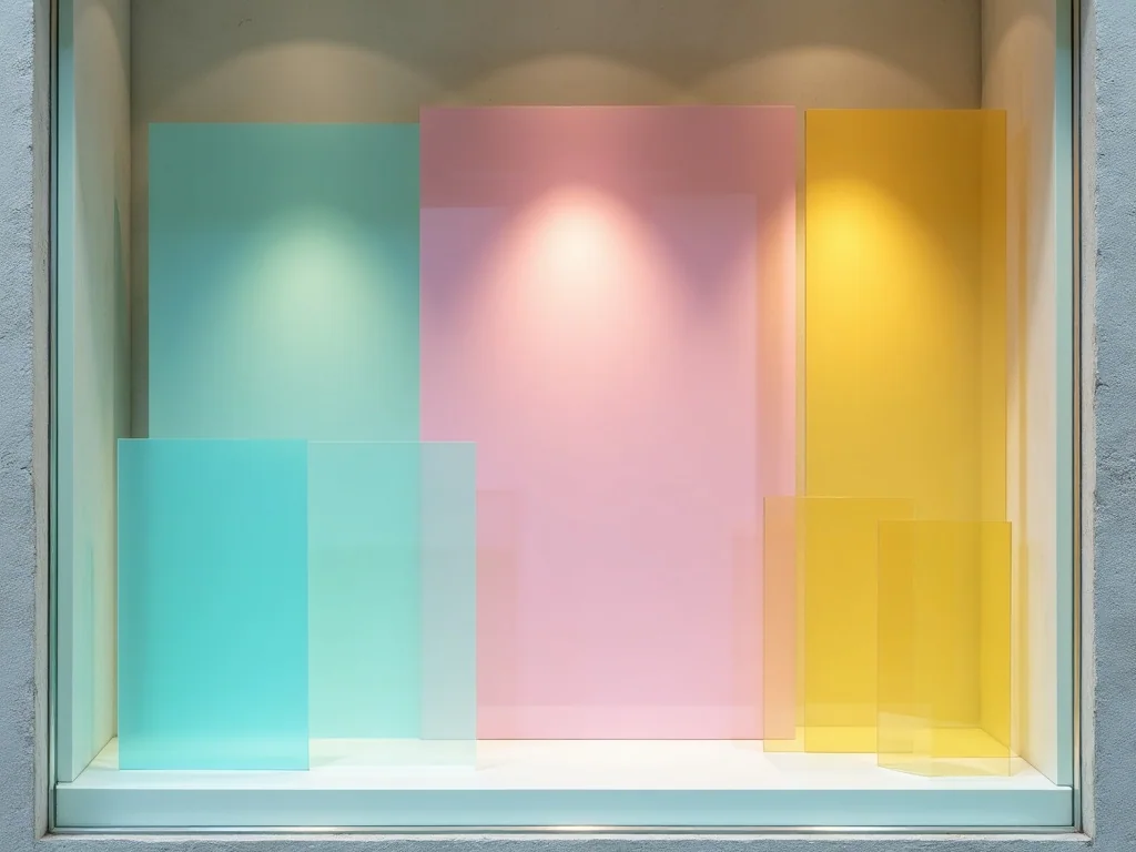 Pastel acrylic panels built into a retail window display