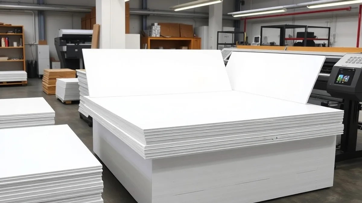 White PVC foam board panels prepared for large format printing