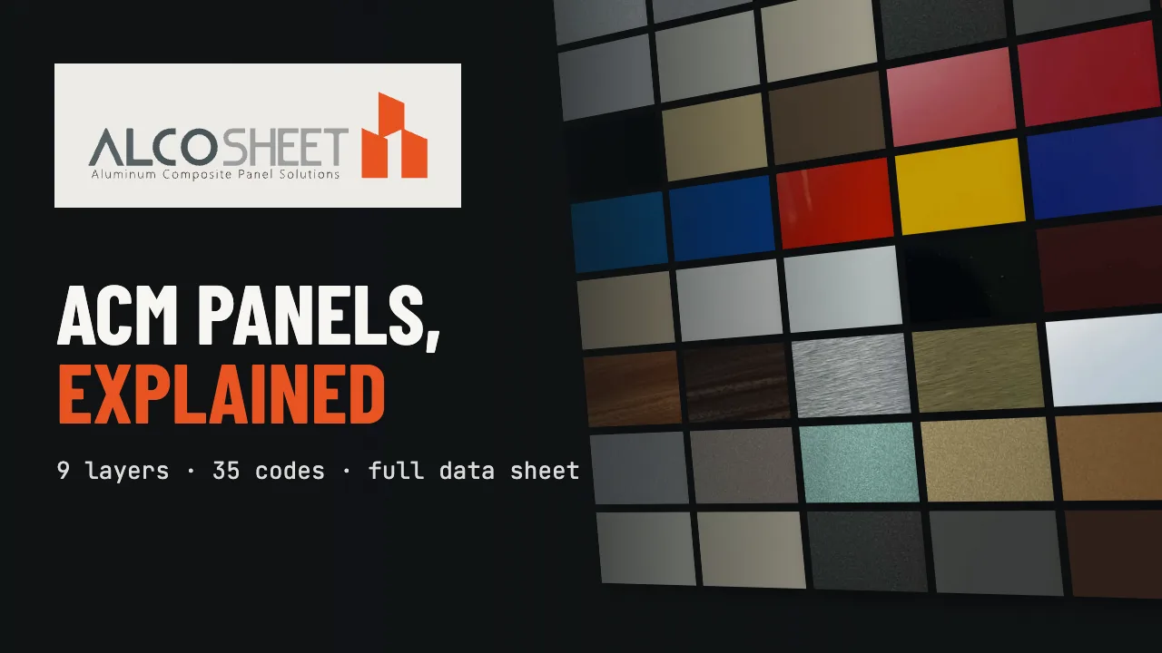 Alcosheet ACM Panels: Layers, Colours, Sizes and Technical Data